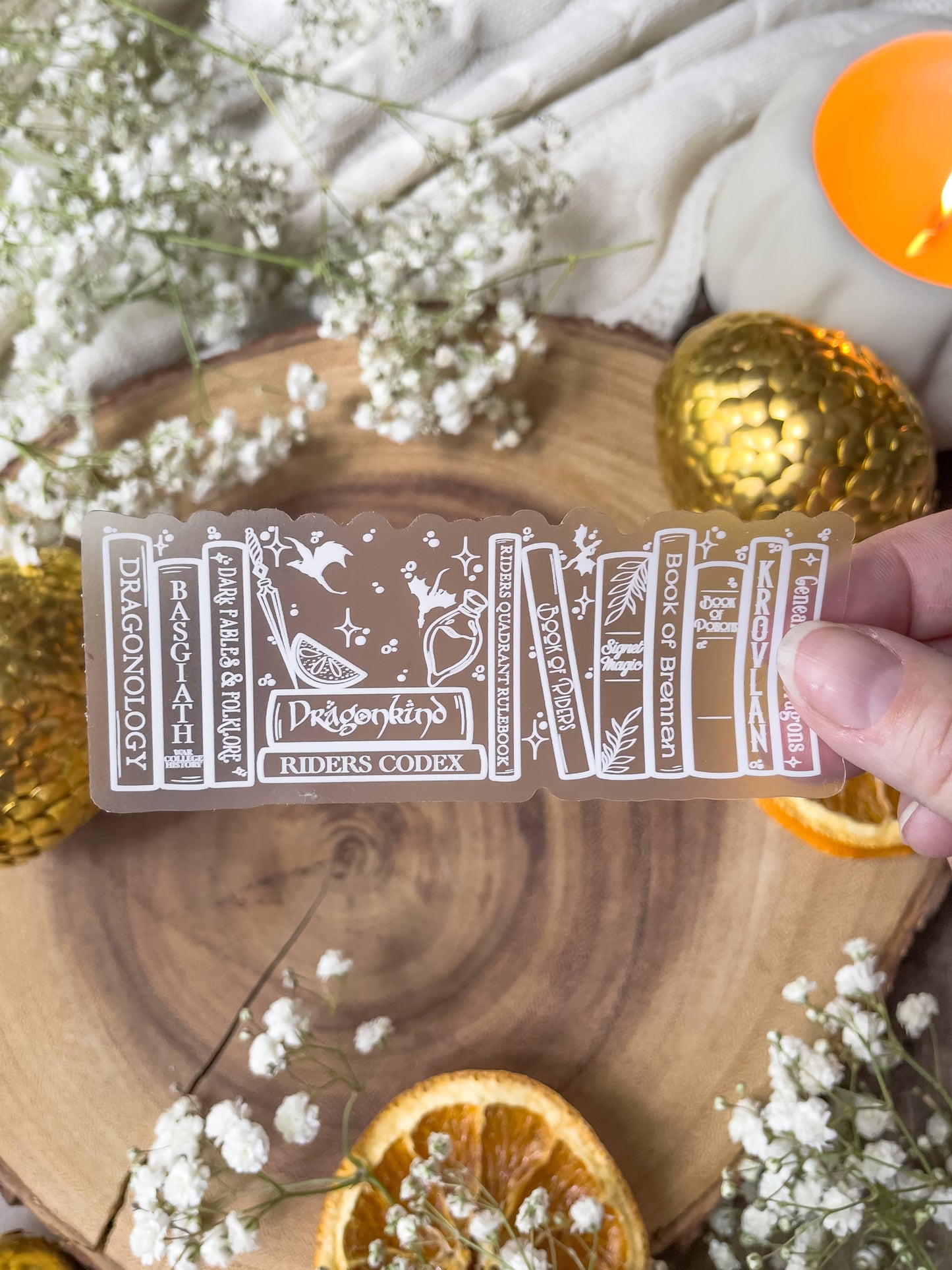 Fourth Wing | Violet's Bookshelf 4.25" Ereader Sticker: Black