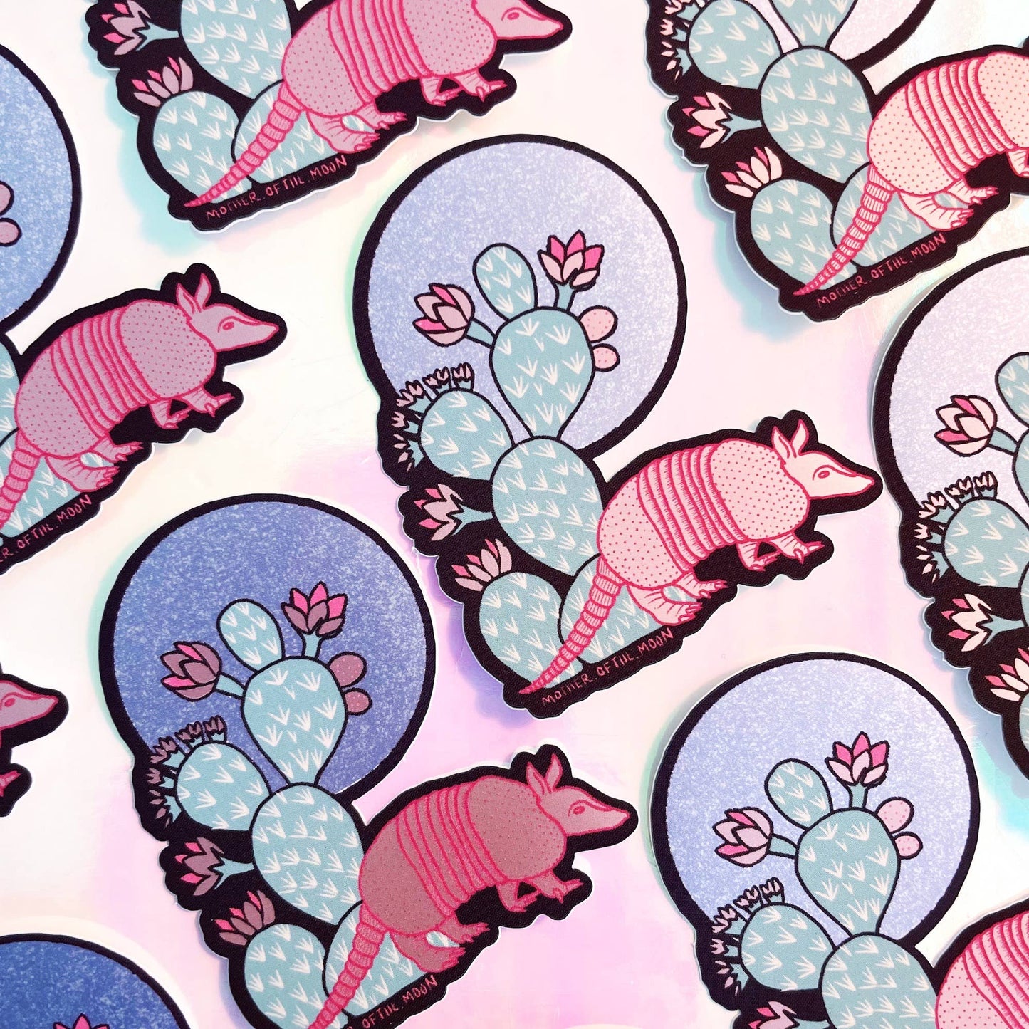 Armadillo Moon Matte Metallic Sticker