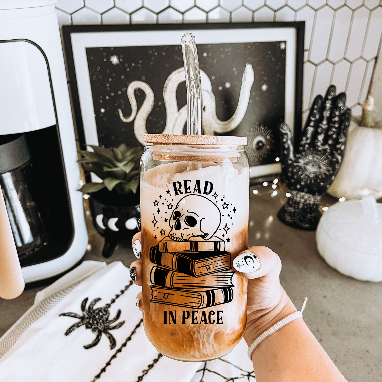 Read In Peace Glass Cup- Reading Glass Cup - Beer Can