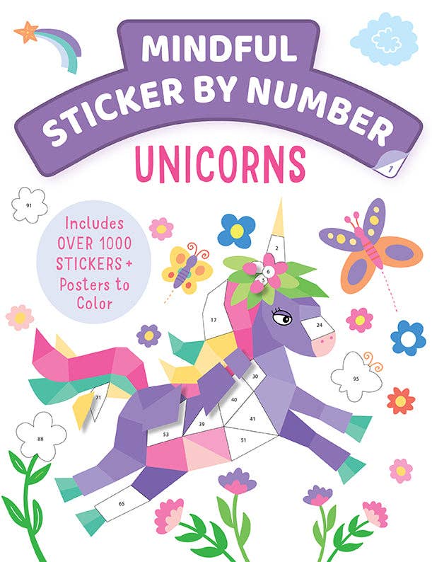 Mindful Sticker By Number: Unicorns – Em Dash Books