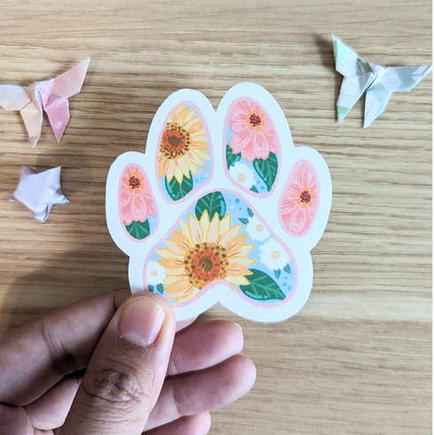 Floral Pawprint Sticker