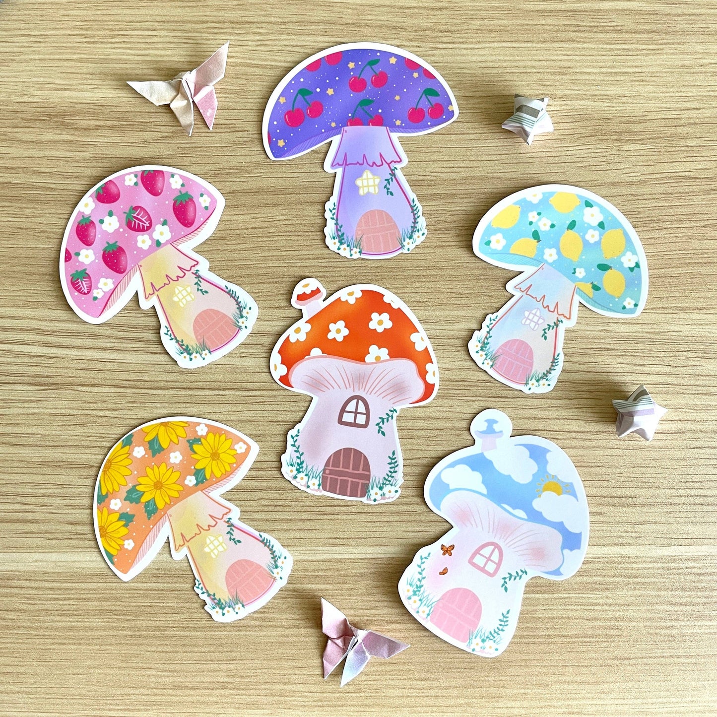 Cloudy Mushroom Gnome House Sticker