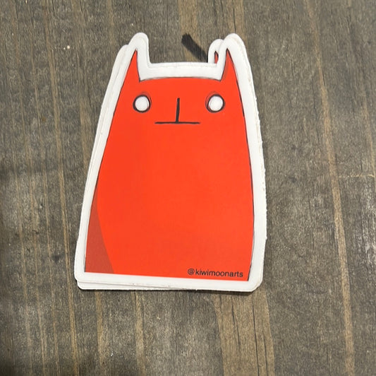 Red monster kitty character vinyl sticker