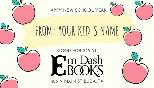 Em Dash Books Teacher Gift Card