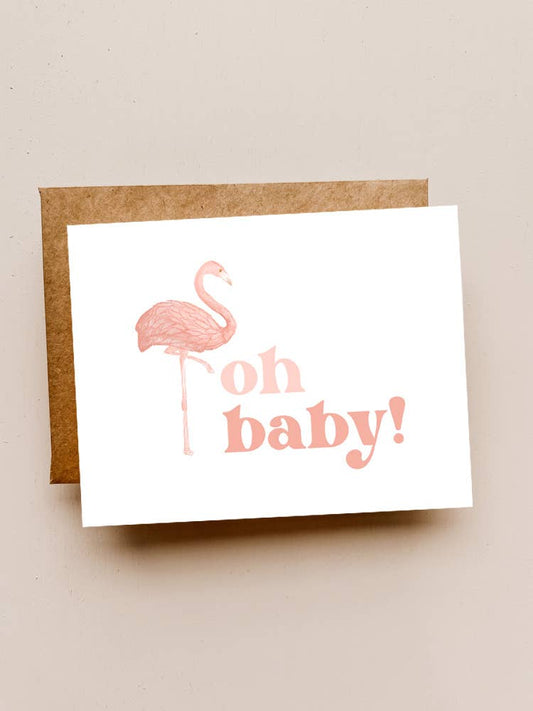 Oh Baby Flamingo Card