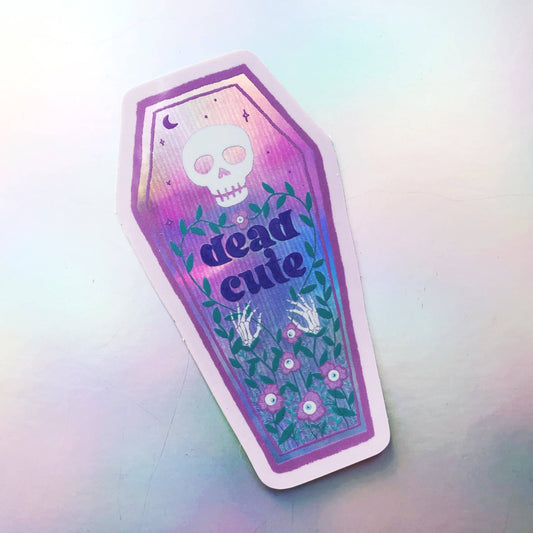 Dead Cute Coffin Holographic Sticker