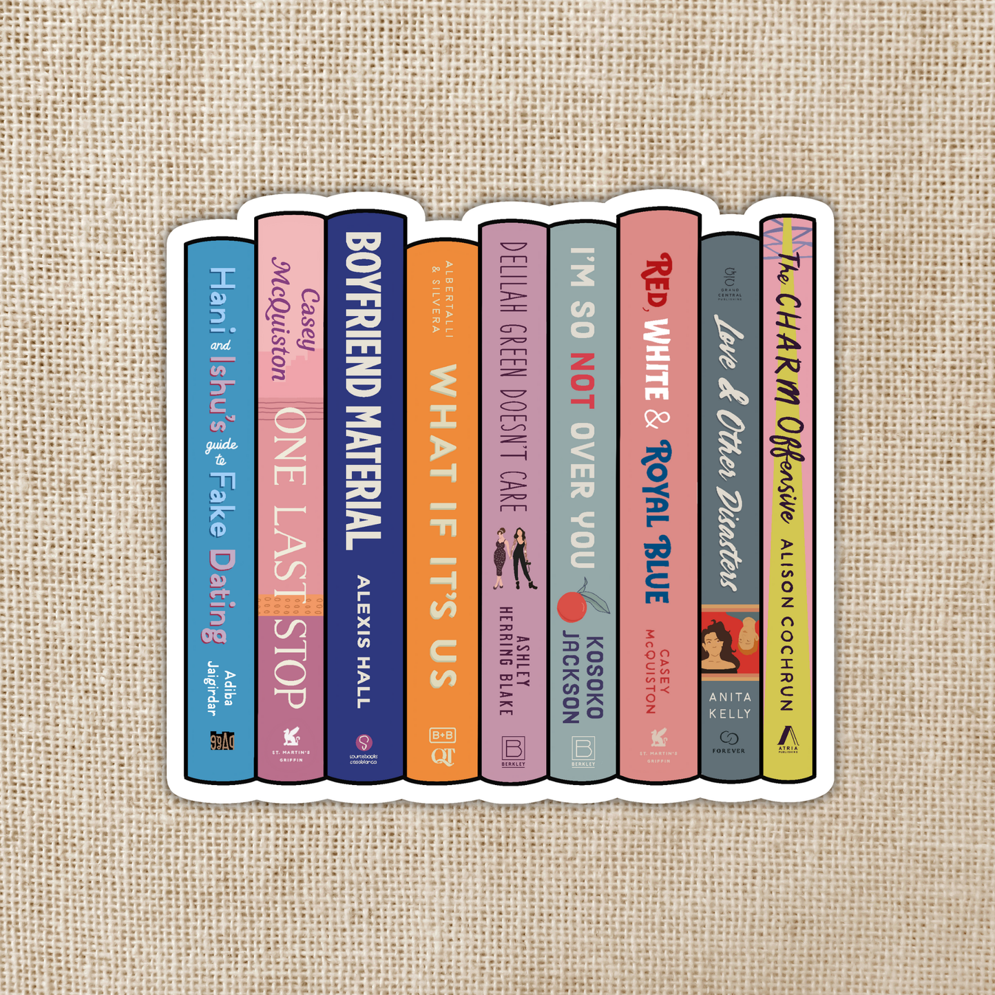 LGBTQ+ RomCom Book Stack 3-inch Sticker