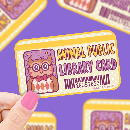 Owl Public Library Membership Card Cute Animal Vinyl Sticker