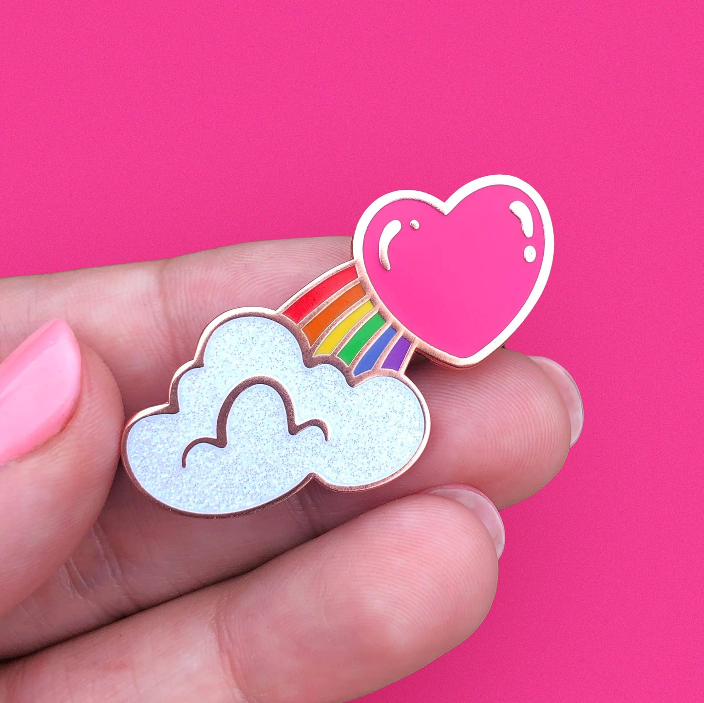 Rainbow pink Heart Glitter Enamel Pin - LGBTQIA+ Pride