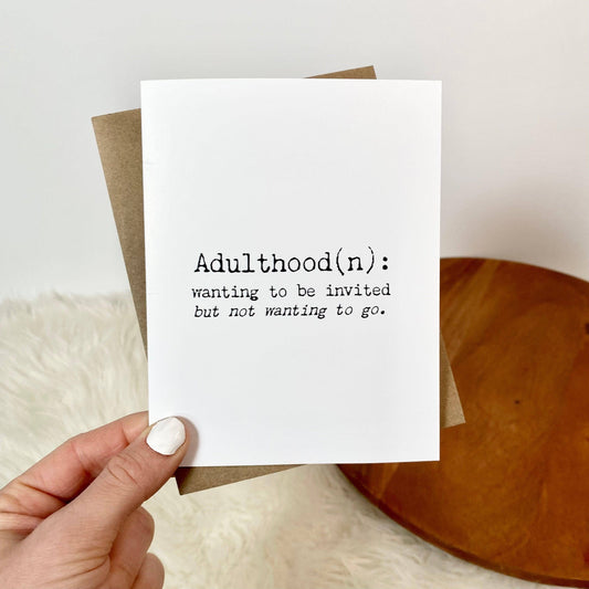 Definition Of Adulthood Funny Birthday Cards