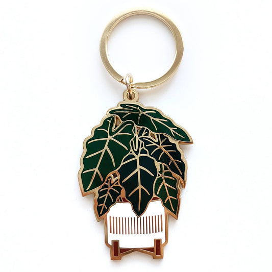 Alocasia Frydek Plant Keychain | Spring Gift | Garden Gift