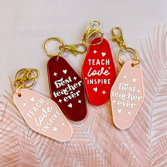 Teacher Retro Motel Keychains